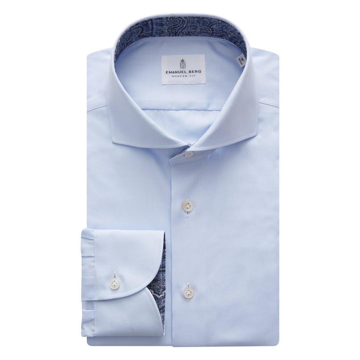 Harvard, Light Blue Shirt with Paisley Contrast Details