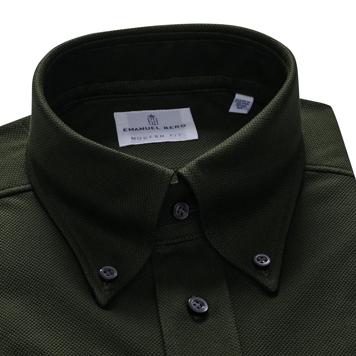 Trento, Olive Green Jersey Shirt Shirting Superfine 