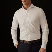 Emanuel Berg Harvard, biała koszula, Wrinkle Resistant Twill