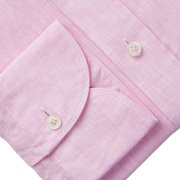 Emanuel Berg Harvard, Pink Linen Shirt