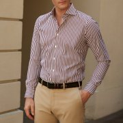 Emanuel Berg Harvard, Brown Striped Shirt