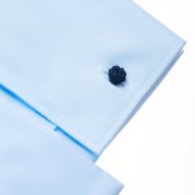 Emanuel Berg Mr Crown, błękitna koszula z mankietem na spinki, Wrinkle Resistant Twill