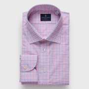 Emanuel Berg Prince of Wales, Pink and Blue Plaid Shirt