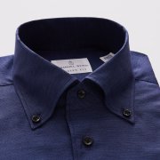 Emanuel Berg Bellagio, Navy Blue Cotton and Linen Shirt