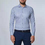 Emanuel Berg Byron, koszula 4Flex w biało-niebieskie paski