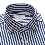Emanuel Berg Byron, White and Navy Blue Striped 4Flex Shirt