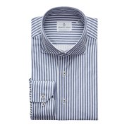 Emanuel Berg Byron, Navy Blue Striped 4Flex Shirt