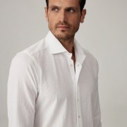 Emanuel Berg Byron, White Seersucker Shirt