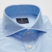 Emanuel Berg Harvard, Blue Cotton-Linen Chambray Shirt