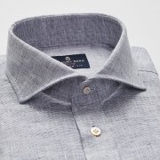 Emanuel Berg Harvard, Grey Linen Shirt