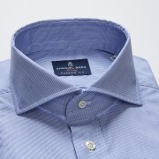 Emanuel Berg Harvard, Blue Fine Striped Wrinkle Resistant Twill Shirt