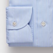 Emanuel Berg Harvard, Light Blue Striped Wrinkle Resistant Twill Shirt