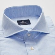 Emanuel Berg Harvard, Light Blue Linen and Cotton Shirt