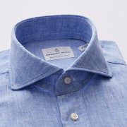 Emanuel Berg Harvard, Blue Linen Shirt