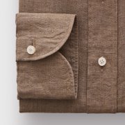 Emanuel Berg Harvard, Brown Linen Shirt