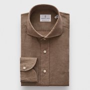 Emanuel Berg Harvard, Brown Linen Shirt