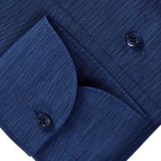 Emanuel Berg Harvard, Navy Blue Cotton and Linen Shirt