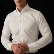 Emanuel Berg Harvard, klasyczna biała koszula, Wrinkle Resistant Twill
