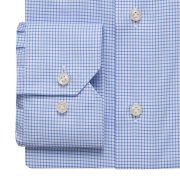 Emanuel Berg Basel, niebieska koszula w kratkę, Wrinkle Resistant Twill