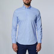 Emanuel Berg Basel, niebieska koszula z kontrastem w paski
