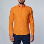 Emanuel Berg Basel, pomarańczowa koszula lniana