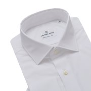 Emanuel Berg Mr Crown, biała koszula z mankietem na spinki, Wrinkle Resistant Poplin
