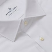 Emanuel Berg Mr Crown, biała koszula z mankietem na spinki, Wrinkle Resistant Poplin