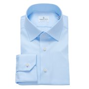 Emanuel Berg Mr Crown, błękitna koszula, Wrinkle Resistant Twill