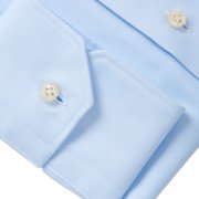Emanuel Berg Mr Crown, błękitna koszula, Wrinkle Resistant Twill