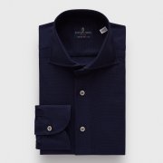 Emanuel Berg Megeve, Navy Blue Giro Inglese Shirt