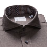 Emanuel Berg Marseille, Brown 4Flex Shirt with Geometric Contrast Details