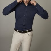 Emanuel Berg Trento, Navy Blue Wool Jersey Shirt
