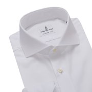 Emanuel Berg Harvard, biała koszula z dłuższymi rękawami, Wrinkle Resistant Twill