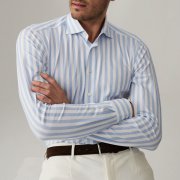 Emanuel Berg Byron, Light Blue Striped 4Flex Shirt