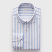 Emanuel Berg Byron, Light Blue Striped 4Flex Shirt