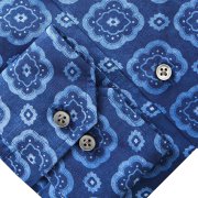 Emanuel Berg koszula bawełniana bawełna Poplin granatowa niebieska wzór print geometryczny kwiaty 