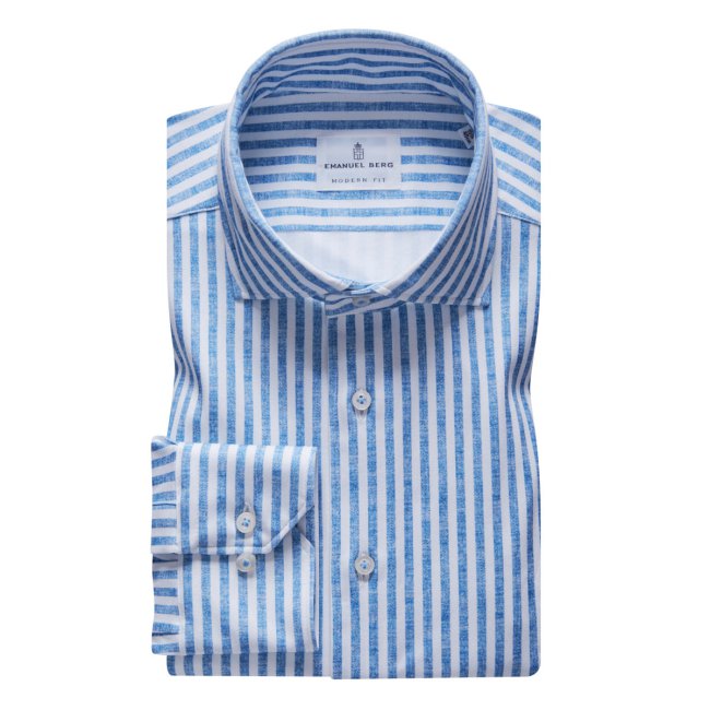 Byron, White and Blue Striped 4Flex Shirt