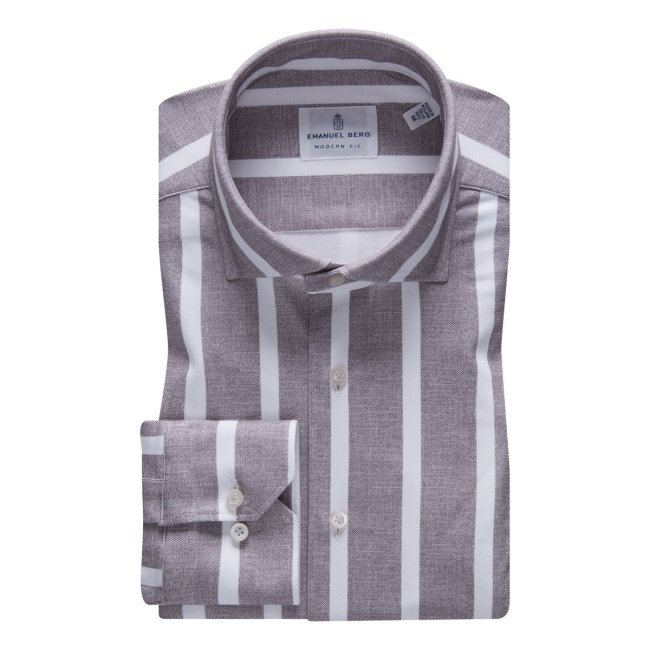 Byron, Grey Bold Striped 4Flex Shirt