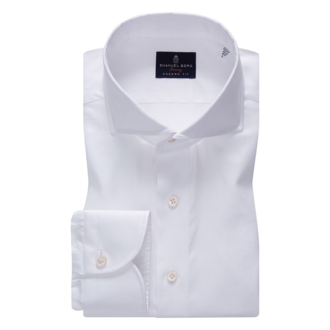 Harvard, White Textured Twill Shirt
