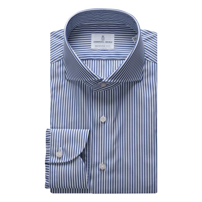 Harvard, Blue Striped Wrinkle Resistant Poplin Shirt