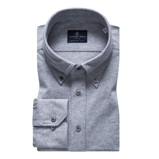 Trento, Grey Cotton and Cashmere Blend Jersey Shirt