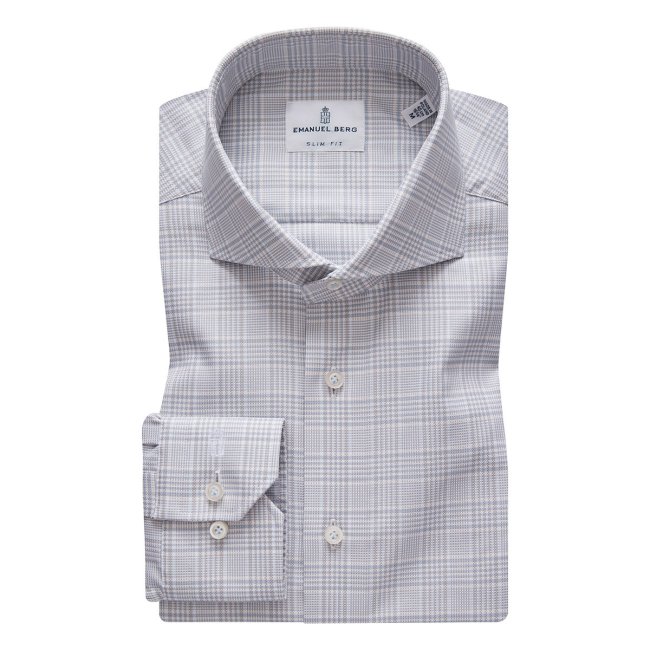 Harvard, Beige and Light Blue Prince of Wales Check Shirt