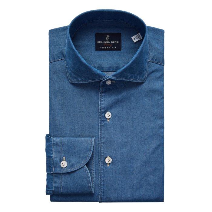 Emanuel Berg Fontelina, Blue Cotton Denim Shirt