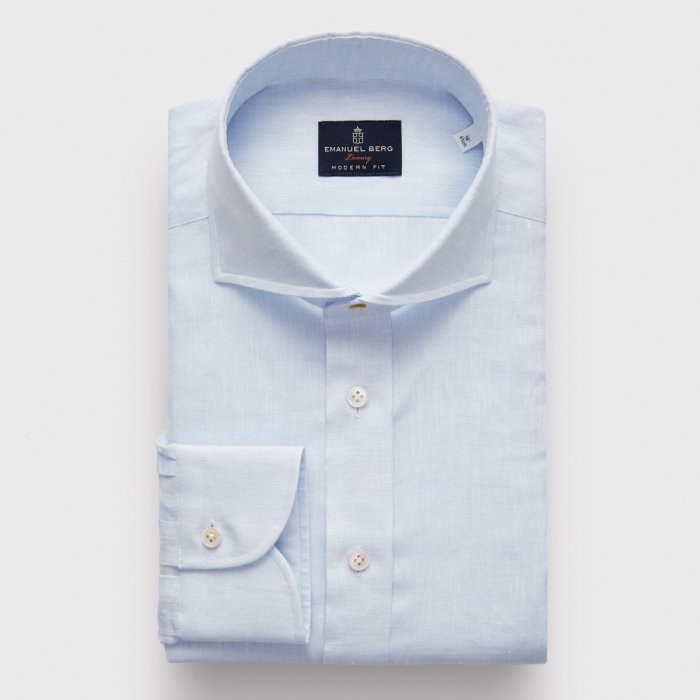 Emanuel Berg Harvard, Light Blue Linen Shirt