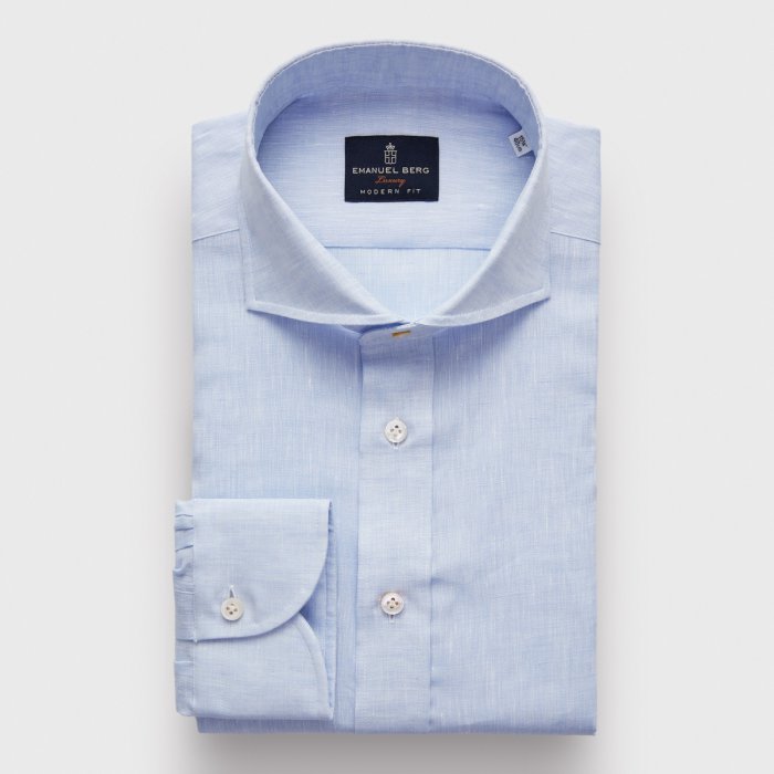 Emanuel Berg Harvard, Light Blue Linen Shirt