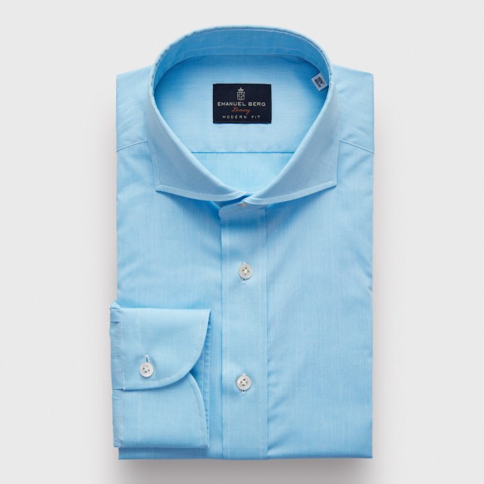 Emanuel Berg Harvard, Turquoise Poplin Shirt