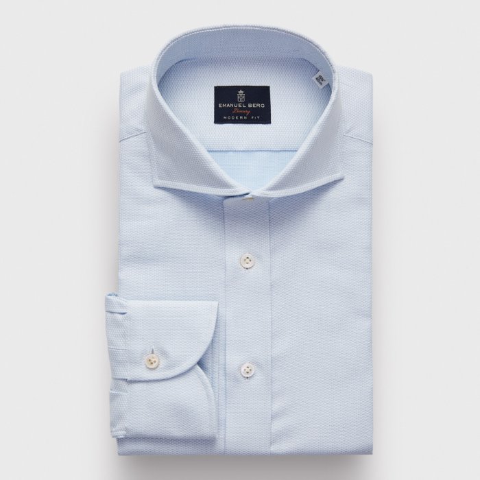 Emanuel Berg Harvard, Light Blue Dobby Shirt