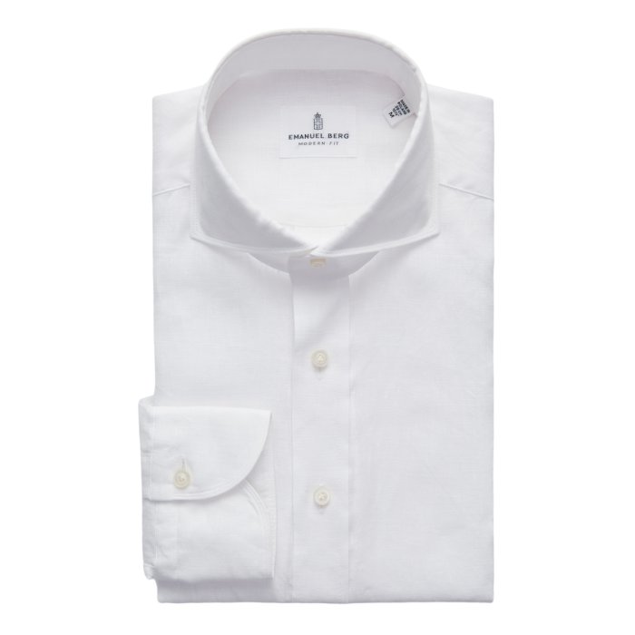 Emanuel Berg Harvard, White Linen Shirt