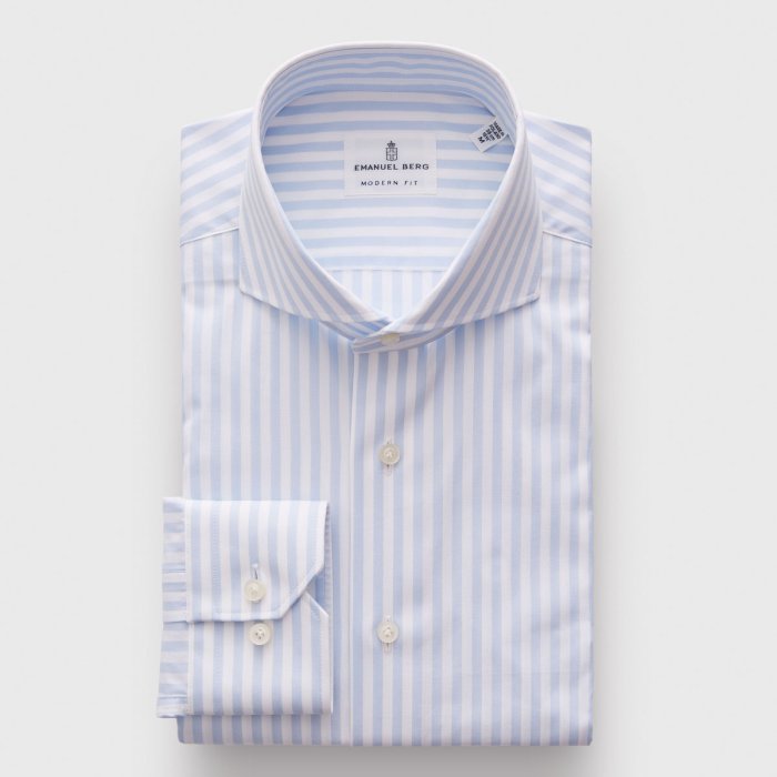 Emanuel Berg Harvard, Light Blue Striped Shirt