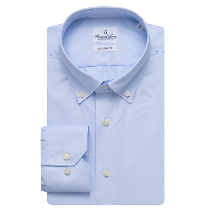 Emanuel Berg Basel, jasnoniebieska koszula, button down, Wrinkle Resistant Twill